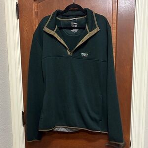 L.L. Bean Forest Green Fleece with Brown Trim